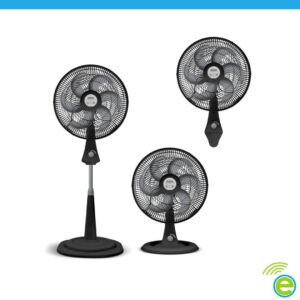Ventilador Samurai Turbo Silence Maxx 3 en 1, 3 Velocidades, Negro