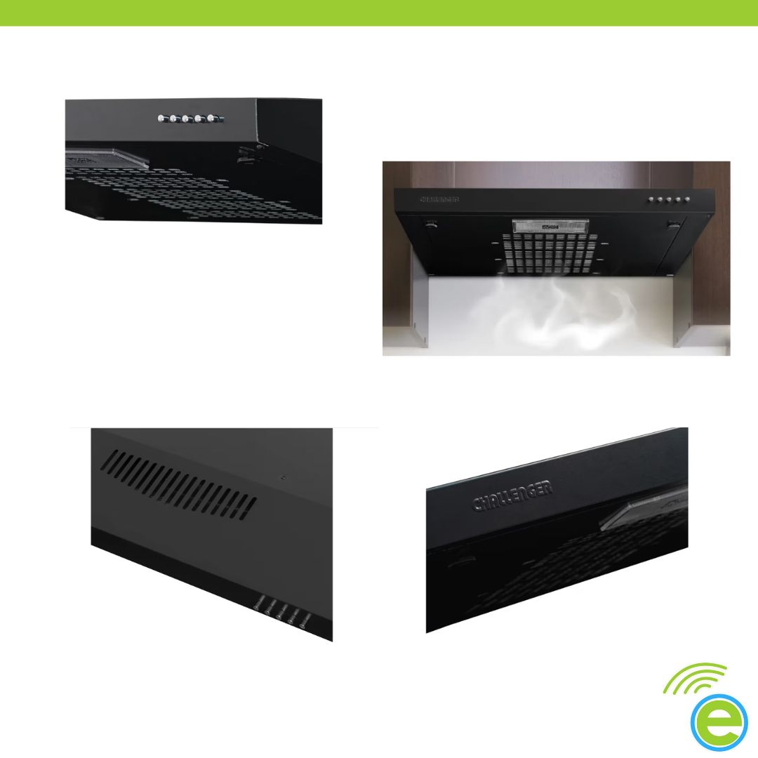 Campana Extractora CHALLENGER 60cms Tipo Pared CX4310 Negra - Image 2